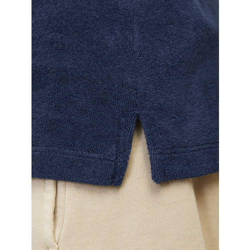 jack & jones JUNIOR badstof polo JPRBLA donkerblauw Effen 176
