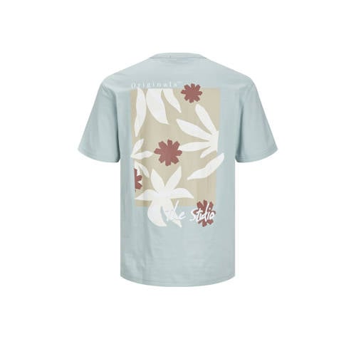 jack & jones JUNIOR T-shirt JORMARBELLA met backprint grijsblauw Jongens Katoen Ronde hals 128