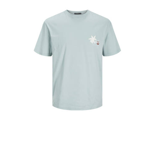 JACK & JONES JUNIOR T-shirt JORMARBELLA met backprint grijsblauw Jongens Katoen Ronde hals