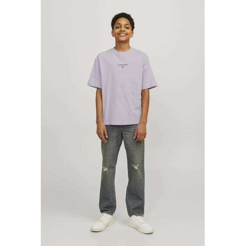 jack & jones JUNIOR T-shirt JORMARBELLA met backprint lila Paars Jongens Katoen Ronde hals 164
