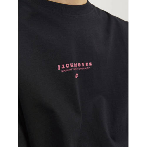 jack & jones JUNIOR T-shirt JORMARBELLA met backprint zwart Jongens Katoen Ronde hals 140