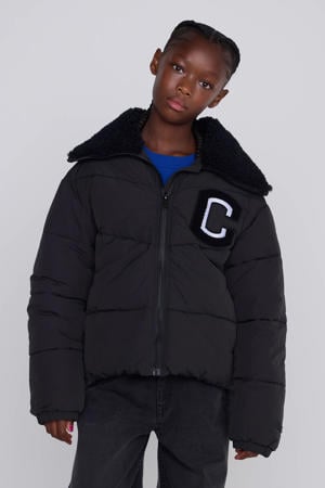 Puffer Winterjas Joyce  met Teddy Kraag Zwart