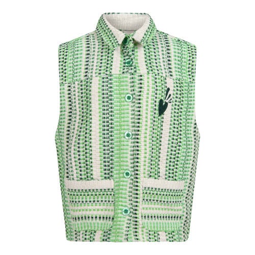 Shoeby gilet met all over print en textuur groen Meisjes Polyester Klassieke kraag