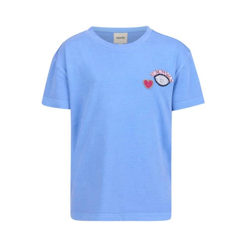 Shoeby T-shirt blauw Meisjes Katoen Ronde hals Effen
