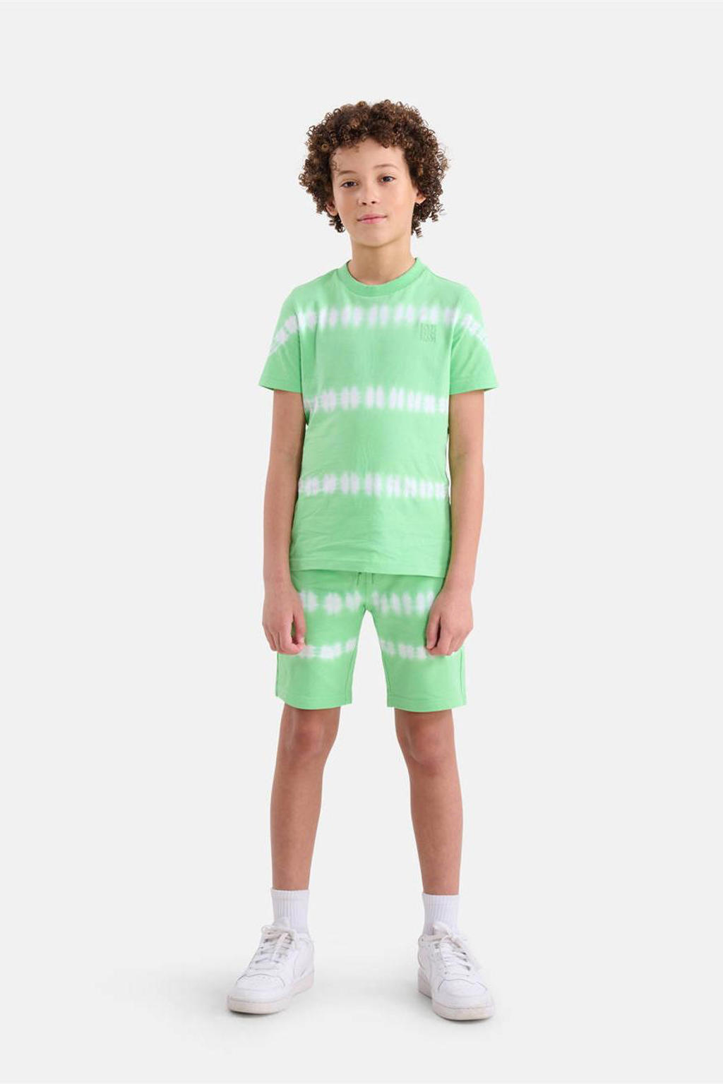 Shoeby tie-dye sweatshort appeltjesgroen/wit