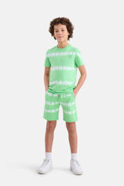 thumbnail: Groen en witte jongens Shoeby tie-dye sweatshort appeltjesgroen van katoen met elastische tailleband met koord