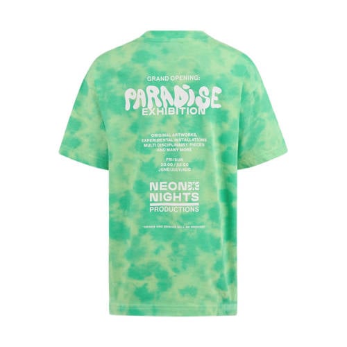 Shoeby tie-dye T-shirt groen lichtgroen Jongens Katoen Ronde hals Tie-dye 122 128