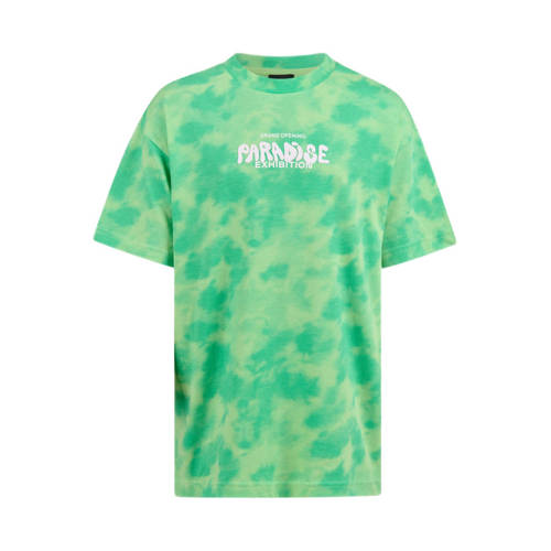 Shoeby tie-dye T-shirt groen/lichtgroen Jongens Katoen Ronde hals Tie-dye