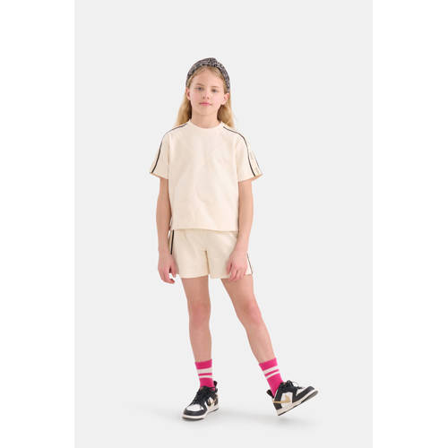 Shoeby casual short beige zwart Korte broek Meisjes Polyester-katoen Effen 110 116