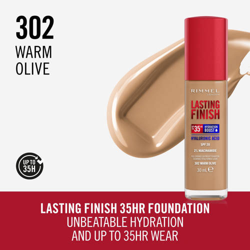 Rimmel London Lasting Finish 35HR foundation 302 Warm Olive
