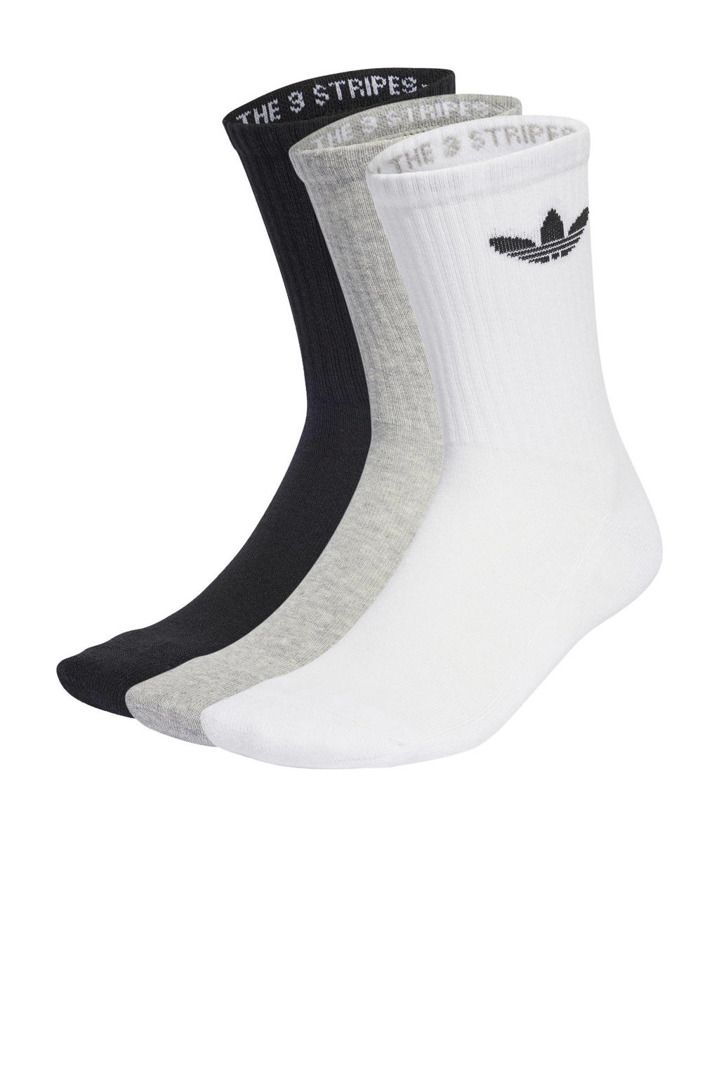 adidas Originals Senior Trefoil Cushion sokken - set van 3 wit/grijs/zwart