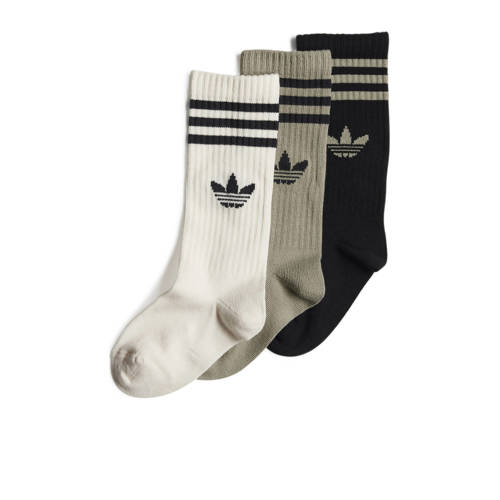 adidas Originals sokken - set van 3 zwart/lichtbruin/ecru Jongens/Meisjes Katoen - 25-27