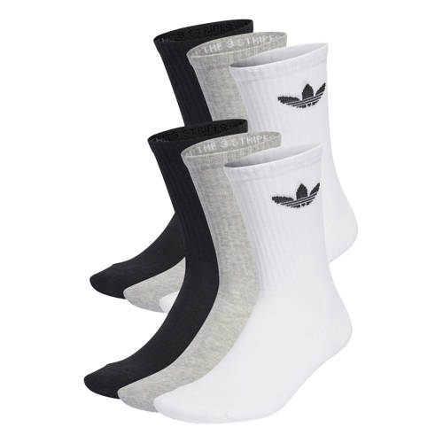 adidas Originals Trefoil Cushion sokken - set van 3 zwart/grijs/wit Jongens/Meisjes Katoen - maat 40-42 afbeelding