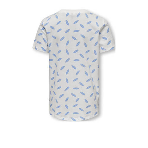 Only KIDS BOY T-shirt KOBADIS met all over print wit hemelsblauw Jongens Katoen Ronde hals 158 164