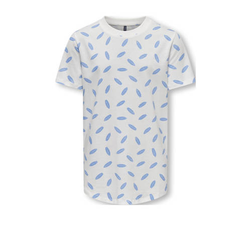KIDS ONLY BOY T-shirt KOBADIS met all over print wit/hemelsblauw Jongens Katoen Ronde hals