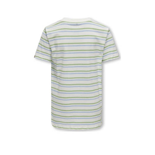 Only KIDS BOY gestreept T-shirt KOBAUGUST grijs melange blauw Jongens Katoen Ronde hals 170 176