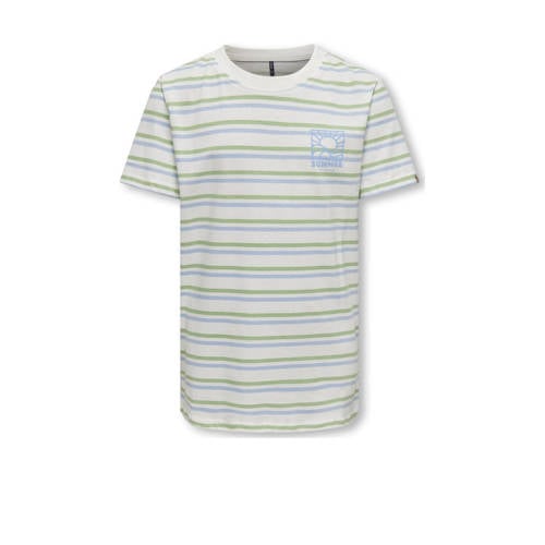 KIDS ONLY BOY gestreept T-shirt KOBAUGUST grijs melange/blauw Jongens Katoen Ronde hals - 122/128