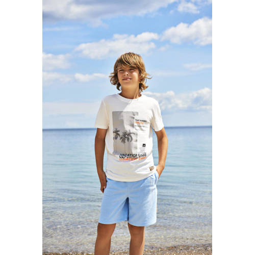 Only KIDS BOY T-shirt KOBCASSIUS met printopdruk offwhite Wit Jongens Katoen Ronde hals 170 176