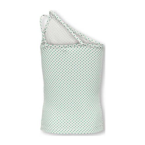 Only KIDS GIRL one shoulder top KOGVIOLA met stippen wit groen Stip 122 128