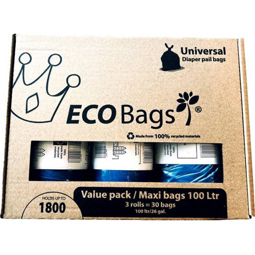 Diaper Champ ECO 3X 100L Valuepack Maxi Zak voor Luieremmer Medium & Large 2122 Luieremmer/Navulling