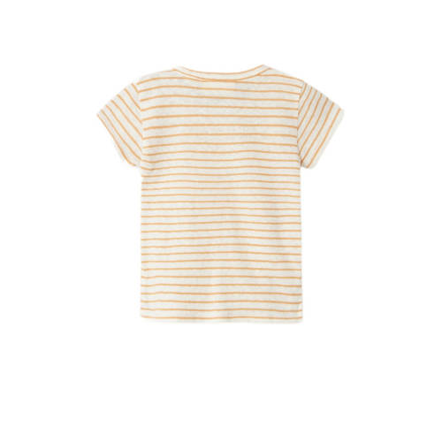 LIL' ATELIER BABY gestreept T-shirt NBMHEKTOR offwhite geel Jongens Katoen Ronde hals 62