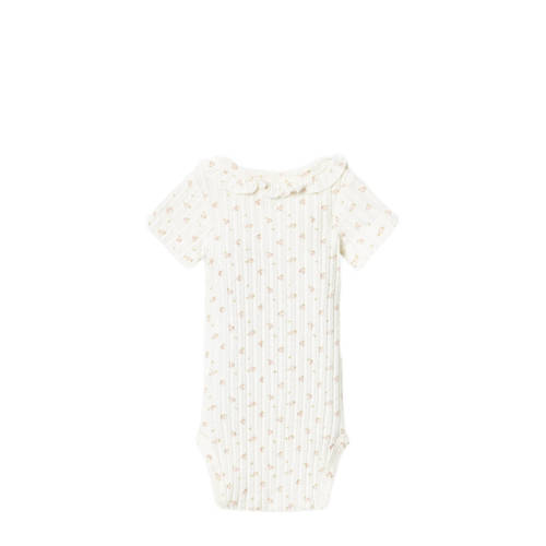 LIL' ATELIER BABY romper NBFHULLA ecru Meisjes Katoen Ronde hals All over print 74