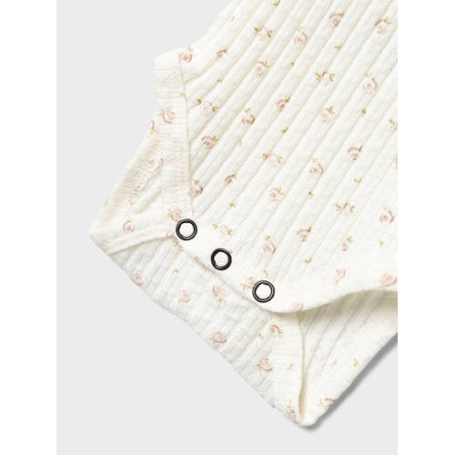 LIL' ATELIER BABY romper NBFHULLA ecru Meisjes Katoen Ronde hals All over print 74