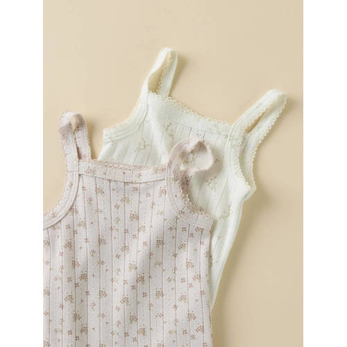 LIL' ATELIER BABY romper NBFRACHELLO wit Meisjes Katoen Vierkante hals 62
