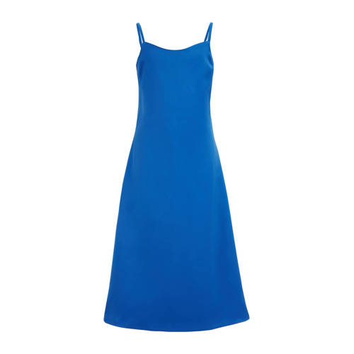 WE Fashion jurk kobalt blauw Meisjes Gerecycled polyester V-hals Effen