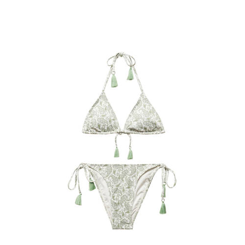 Mango Kids triangel bikini wit/groen Meisjes Polyester Paisley - 152(XXS)