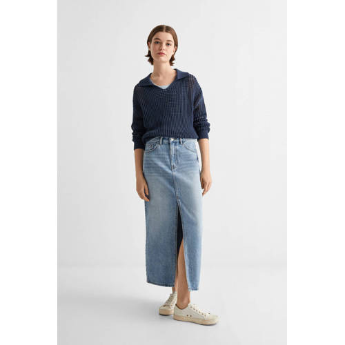 Mango Kids spijkerrok changeant blauw Meisjes Denim Effen 158(XS)