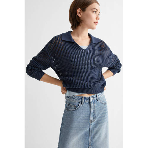 Mango Kids spijkerrok changeant blauw Meisjes Denim Effen 158(XS)