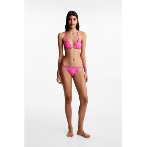 Mango Kids triangel bikini met lurex roze Meisjes Polyamide Effen 152(XXS)