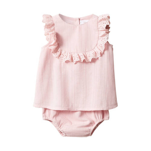 Mango Kids jurk + bloomer broekje roze Meisjes Katoen Ronde hals Effen