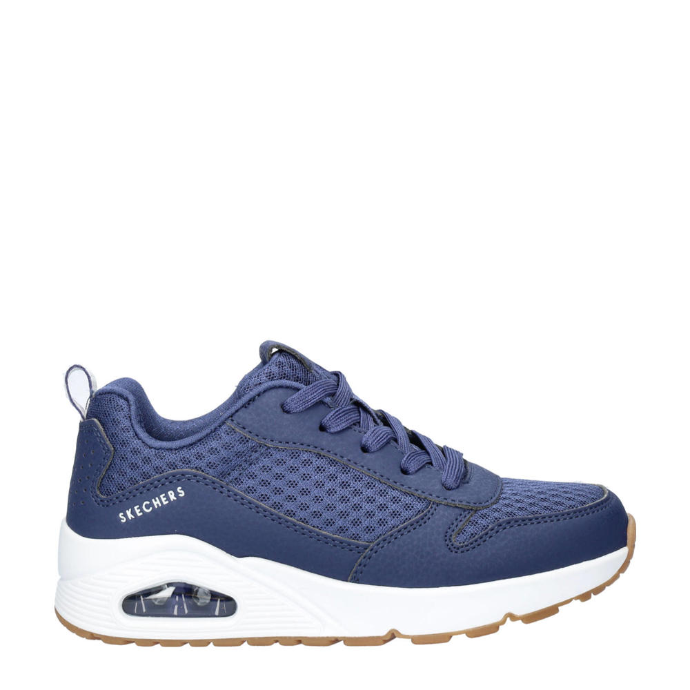 Blauwe jongens Skechers Uno Powex sneakers van nylon met met air, veters en effen