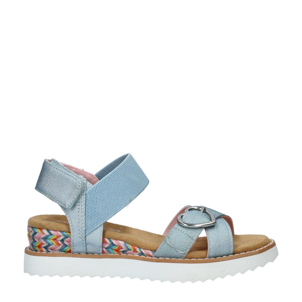 Blauwe meisjes Skechers Miss Desert Kiss sandalen van textiel met klittenband en effen