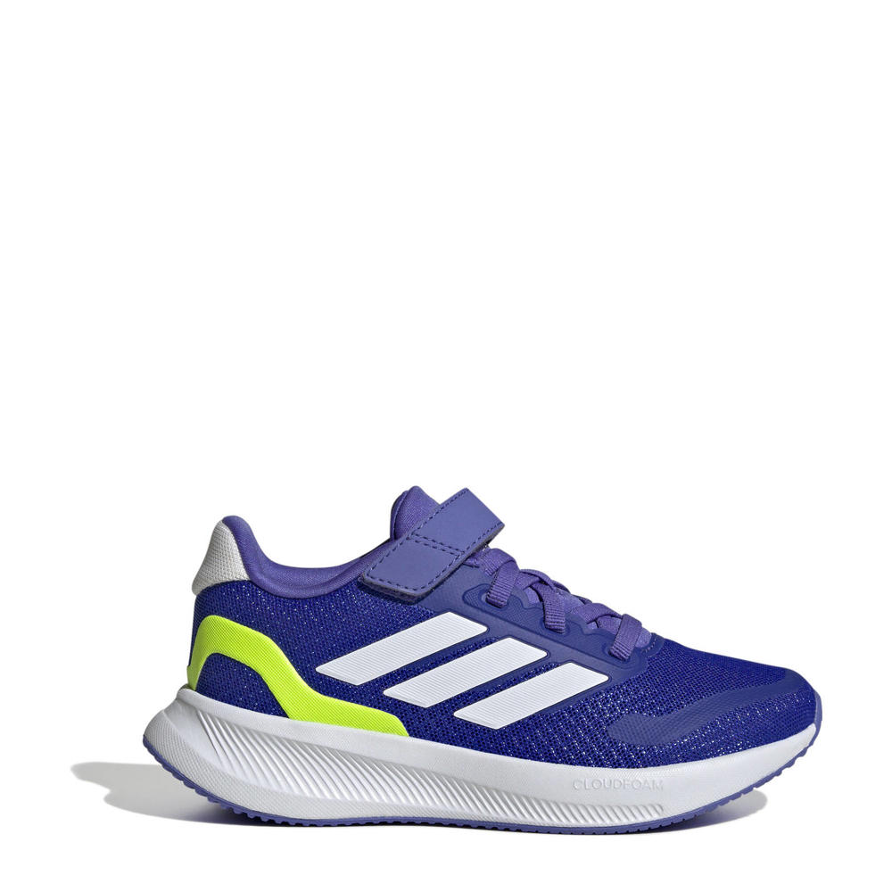 Kobaltblauw, wit en gele jongens en meisjes adidas Sportswear Runfalcon 5 sneakers van leer/voering: mesh/voetbed: eva met elastische veter- met klittenbandsluiting