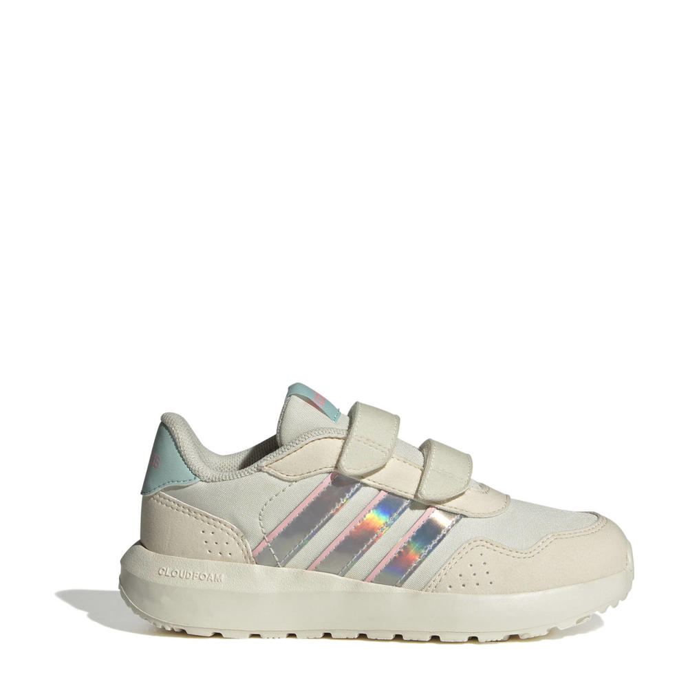 Zilver en roze jongens en meisjes adidas Originals Run 60s sneakers offwhite van mesh-pu/voering: mesh/voetbed: eva met klittenband