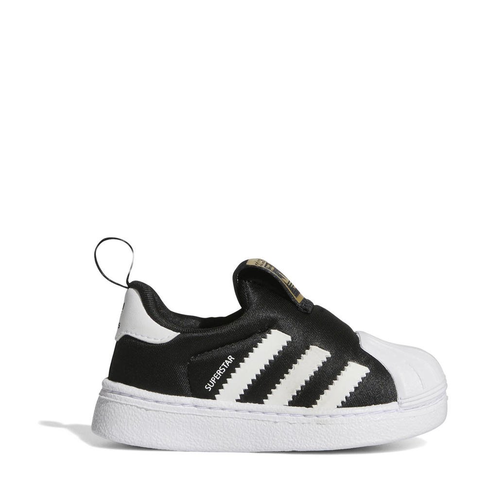 Zwart en witte jongens en meisjes adidas Originals Superstar instap sneakers van imitatieleer/voering: mesh/voetbed: eva met elastische inzet en logo