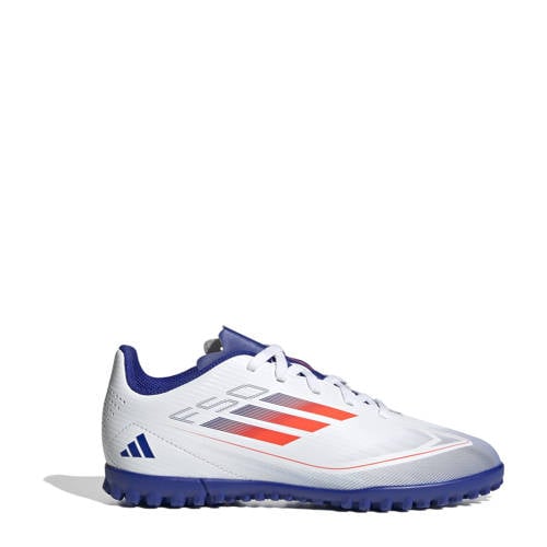 adidas Performance F50 Club Junior voetbalschoenen wit/rood/kobaltblauw Jongens/Meisjes Imitatieleer - 28
