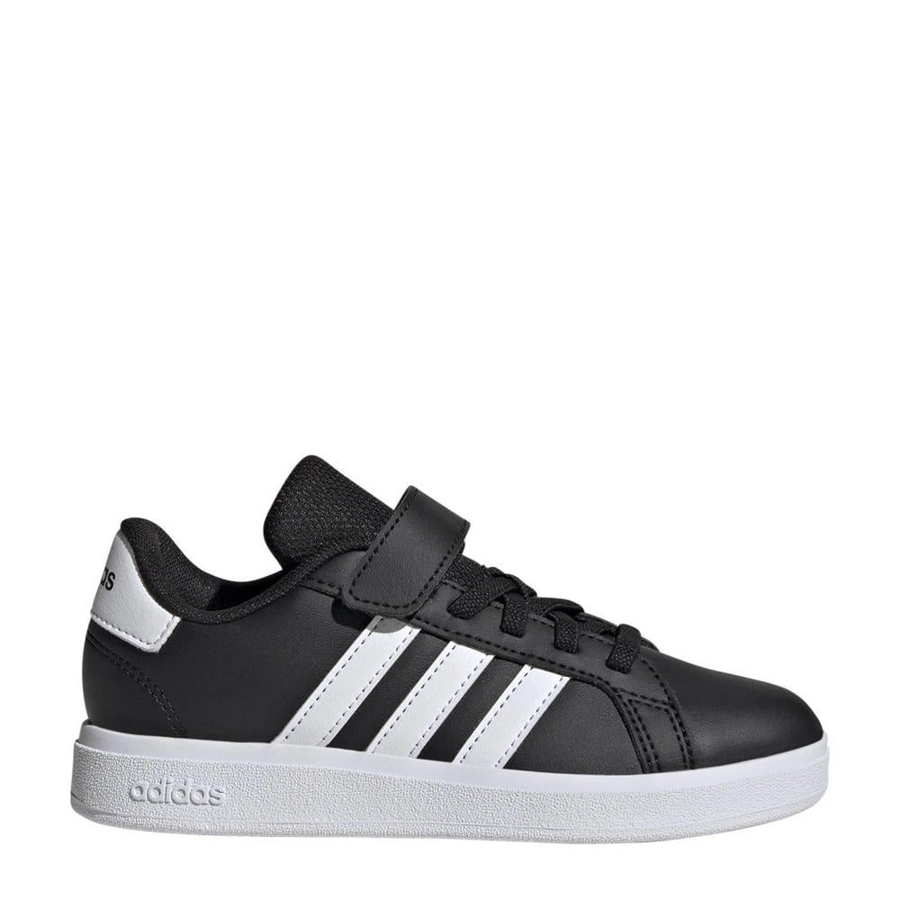 Zwart en witte jongens en meisjes adidas Sportswear Grand Court 2.0 sneakers van imitatieleer/textiel met elastische veter- met klittenbandsluiting