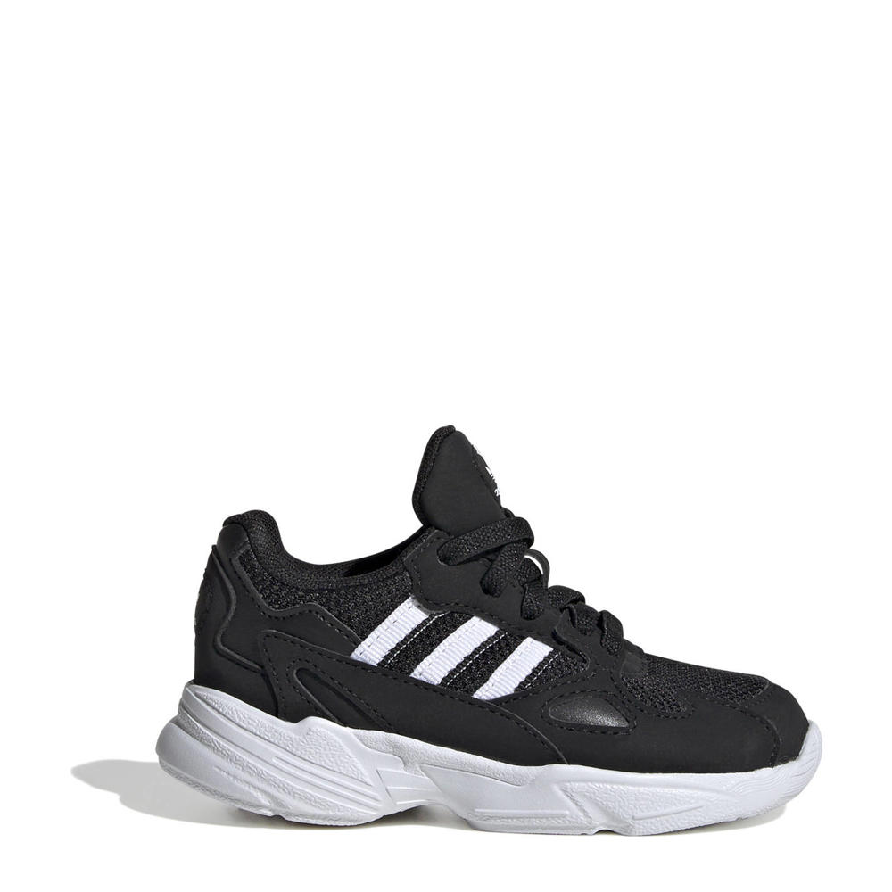 Zwart en witte jongens en meisjes adidas Originals Falcon sneakers van mesh-pu/voering: mesh/voetbed: eva met elastische veters