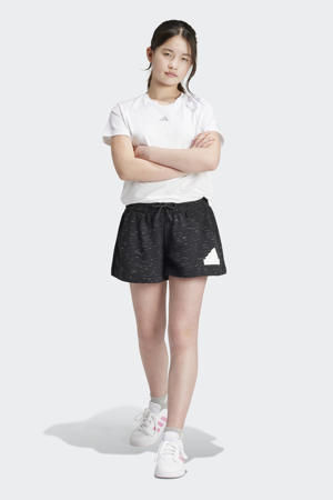 regular fit sweatshort zwart melange/wit