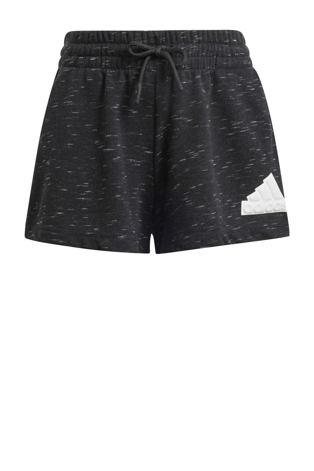 Zwart en witte meisjes adidas Sportswear regular fit sweatshort melange met elastische tailleband met koord en effen