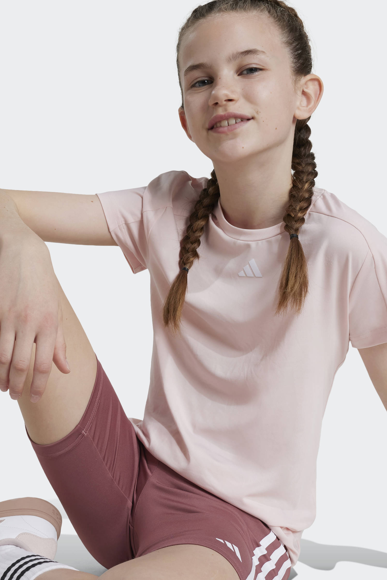 adidas Sportswear Junior sport T-shirt + short roze | kleertjes.com