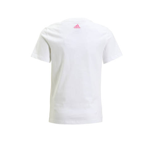 Adidas Sportswear T-shirt met logo wit roze Meisjes Katoen Ronde hals Logo 152