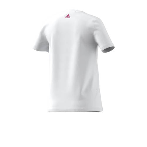 Adidas Sportswear T-shirt met logo wit roze Meisjes Katoen Ronde hals Logo 152