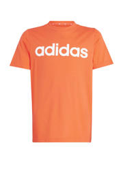 thumbnail: Rode jongens en meisjes adidas Sportswear T-shirt van katoen met logo dessin, korte mouwen en ronde hals