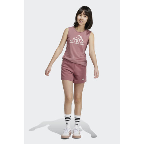 Adidas Sportswear regular fit sweatshort met logo oudroze Korte broek Meisjes Katoen 152