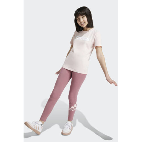 Adidas Sportswear T-shirt met logo lichtroze wit Meisjes Katoen Ronde hals 164
